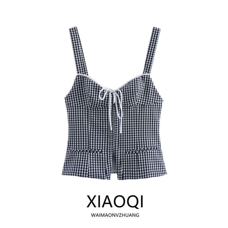 Fashion Style 2024 Summer New Arrival Women's Clothing Suspender Plaid Corset Tops 4661018 401