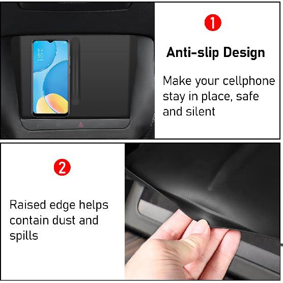 Jaronx Compatible with 2024 Tesla Model X/S Wireless Charging Silicone Mat, Anti-Slip Mat for Model S/X Plaid/Long Range Phone Charging Console,