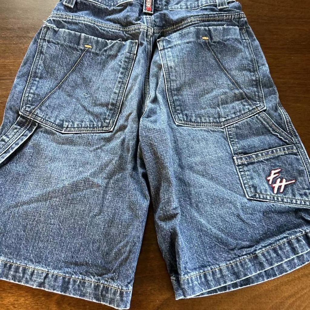 Unisex Summer Demin Shorts Vintage Graphic Jean Shorts Retro Jeans Y2k Jeans Baggy Jorts Korean Female American Shorts