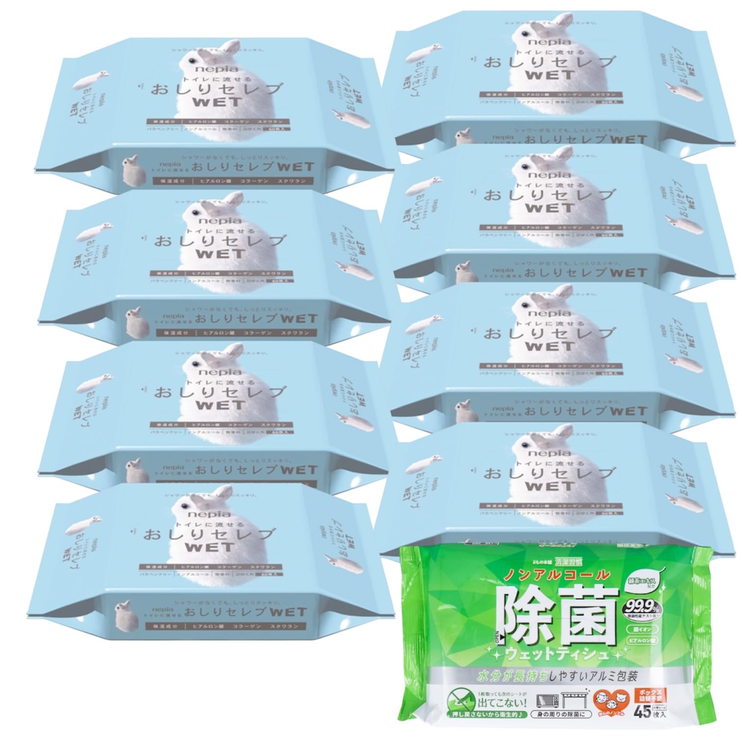 

of Oshiri Celeb Nepia Wet Refill and Wet Wipes [Set 9] (60 sheets) Non-Alcoholic