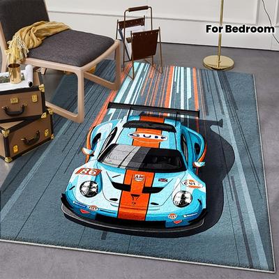 Alfombras con Diseño de Coche Deportivo Retro, Lavables, Suaves, Alfombras para Sala de Estar, Alfombras para Dormitorio, Decoración del Hogar