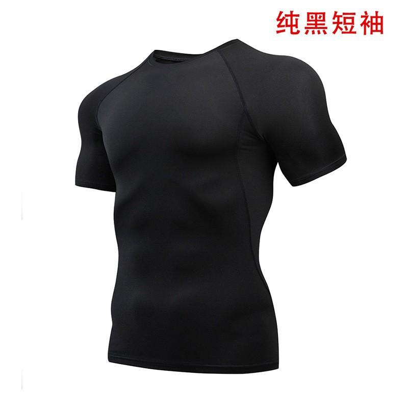 Herr sommar t-shirt sport fitnesskläder åtsittande kortärmad hög stretch andningsbar snabbtorkande is siden löpning baslager träningslinne