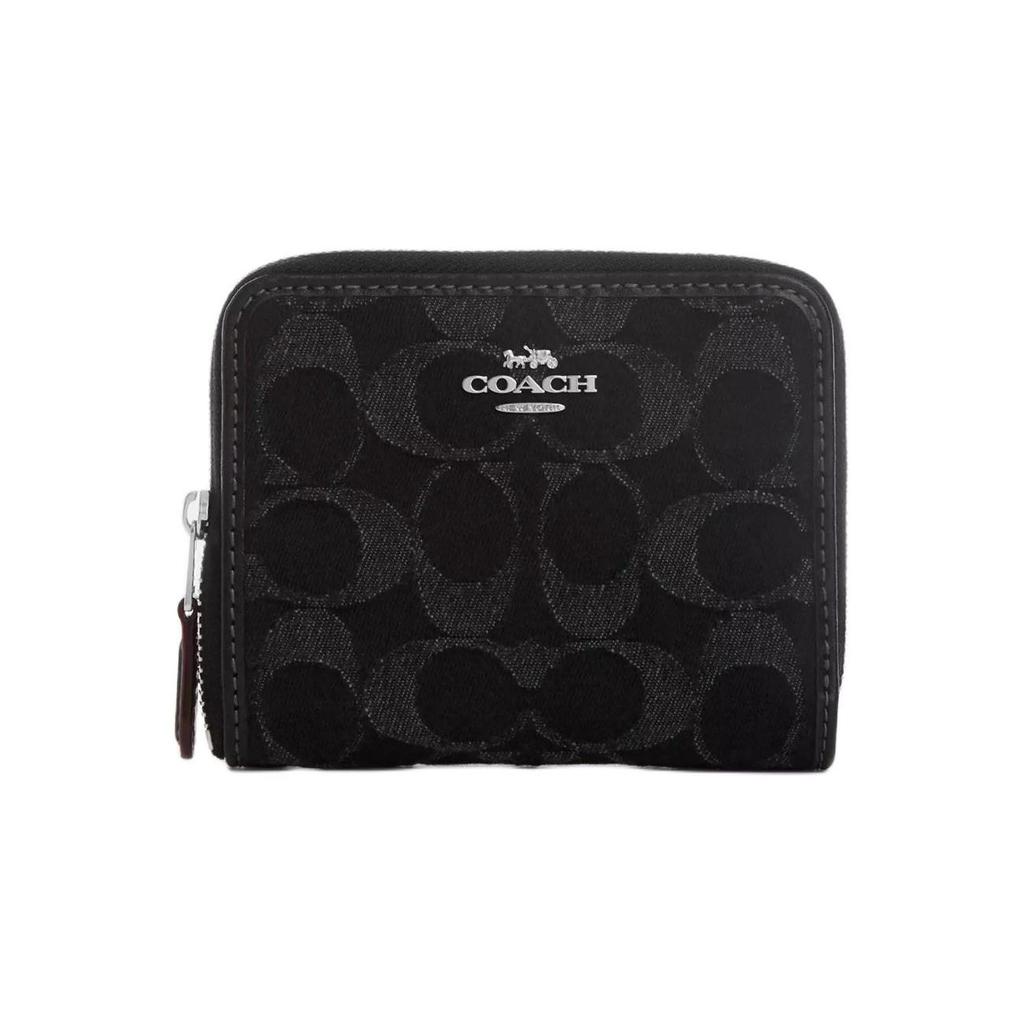 Coach Zip Around 11 Logo Denim Wallet Women Wallet Black CP431-SVBK