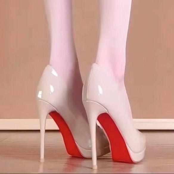 

Shu high heels stiletto super waterproof table French sexy pointed versatile patent leather shoes style 42