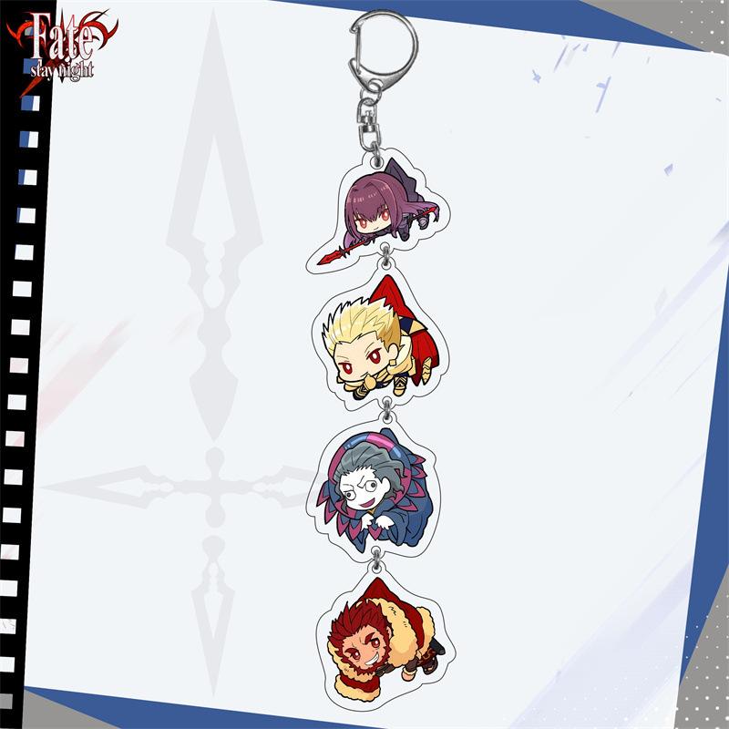 Fate Grand Order Game Anime Peripheral Keychain Emiya Altria Kawaii Long Chain Backpack Pendant Decoration Key Ring Collect Gift