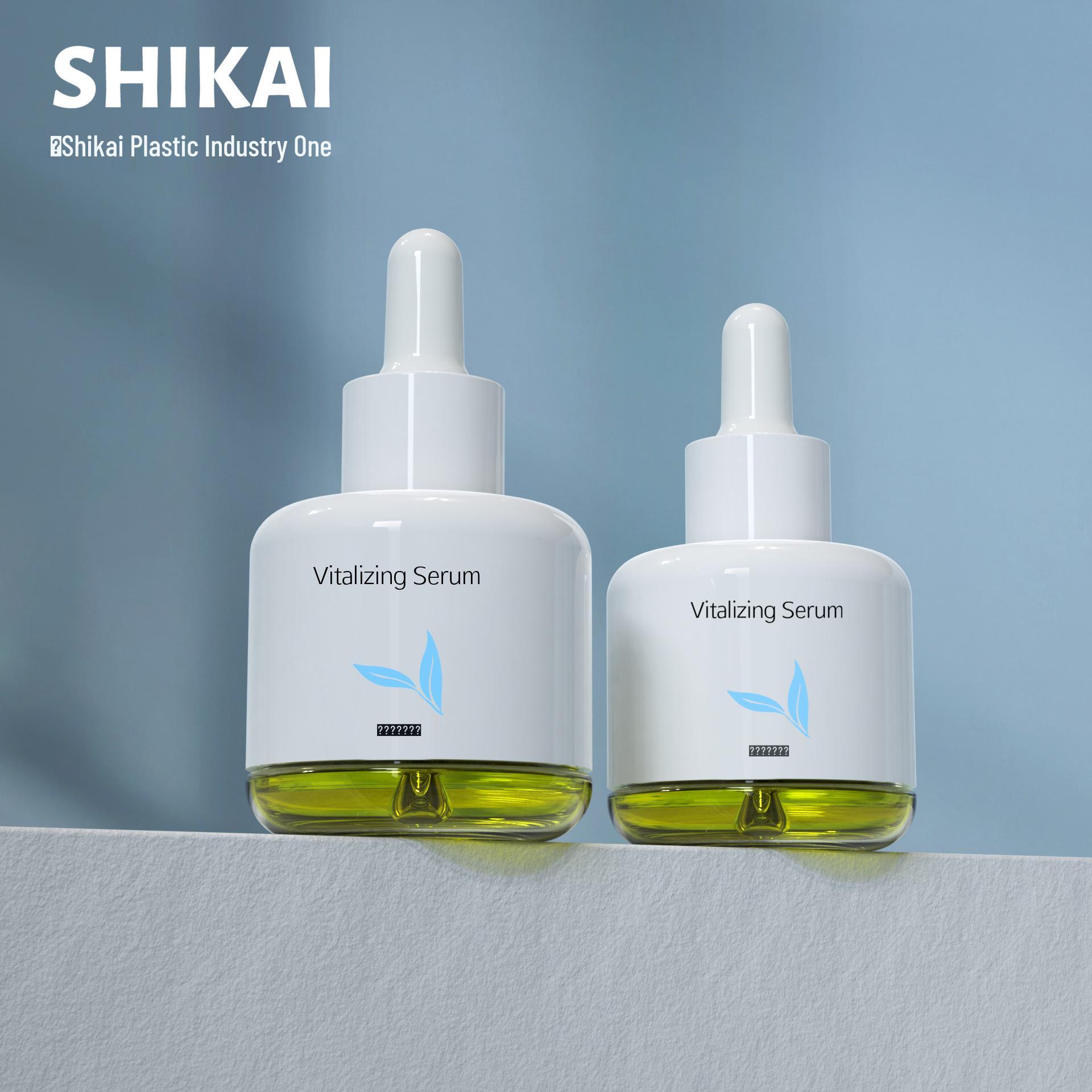 

Transparent Round Shoulder PET Cosmetic Bottles: 50ml Essential Oil Dropper & 100ml Serum Lotion Holder 50ml PET Transparent