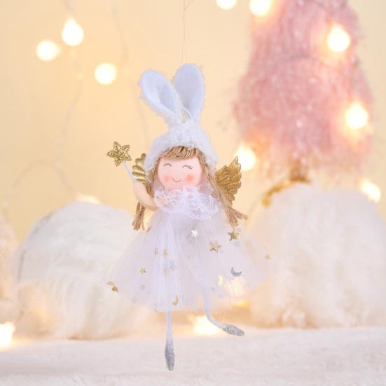 Yousheng Christmas Pendant Rabbit Angel Doll Wearing Mesh Yarn Dress Decorative Ornament Christmas Celebration Decor