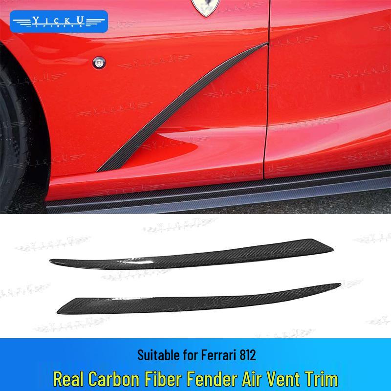 Fits Ferrari 812 N Models: Real Carbon Fiber Front Lip, Side Skirts, Center Lip, Rear Bumper Corners, Tail Wing Trim, Mirror Housings.
