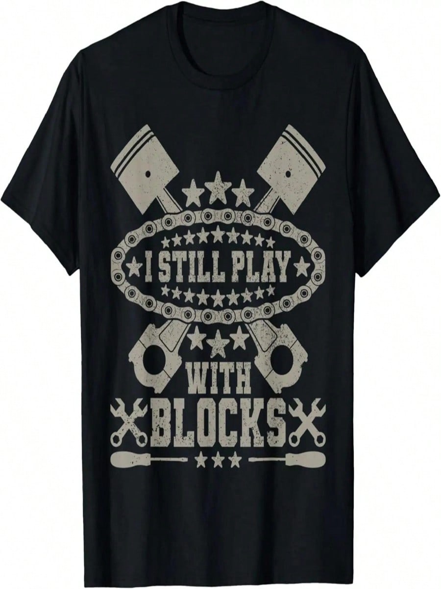 unisex I Still Play With Blocks Retro Car Guy Men Funny Mechanic T-Shirt S