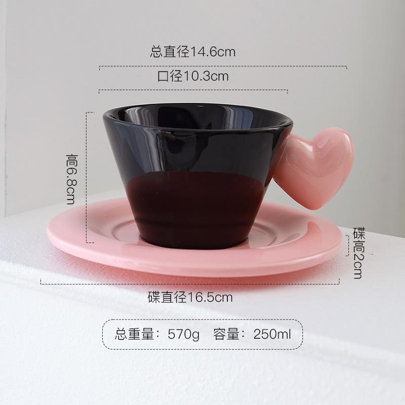 BRHeart Shaped Couple Coffee Cup Ceramic Cup&saucer Dining Table Coffee Mug Milk Mugs Afternoon Tea Teacup Fruit Juice ContainerEY
