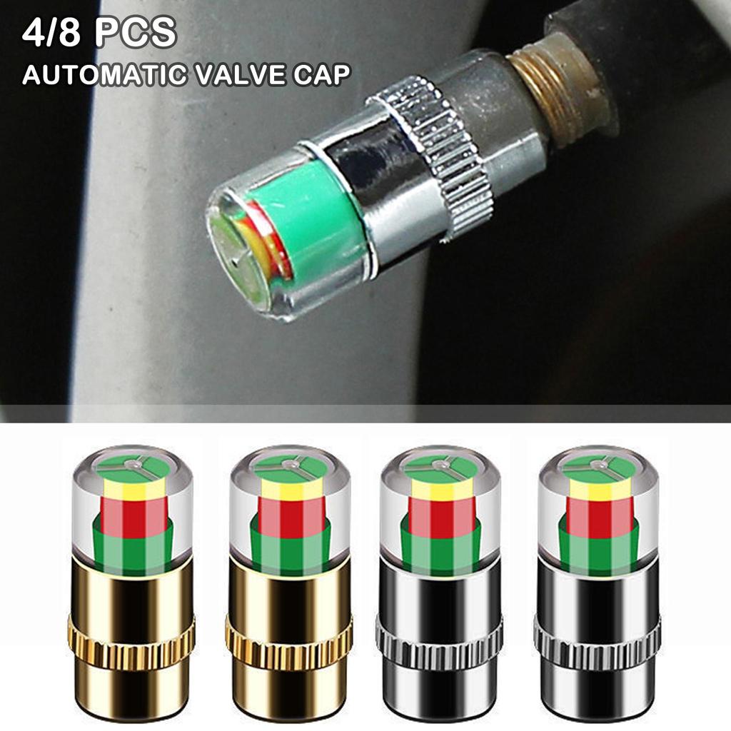 4pcs Precision Automotive Tire Pressure Monitor Automotive Tire Detection Warning Cap Valve Nozzle Warning Cap Tire