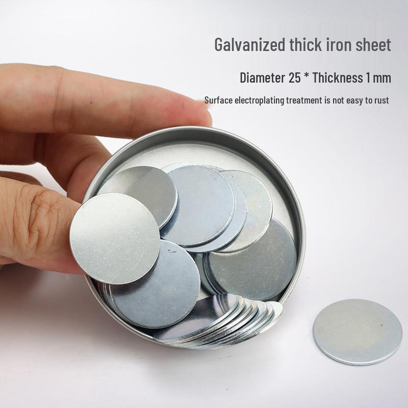 100 Round Galvanized Rust-Proof Magnetic Sheet Patches (0.3-1mm Thick)