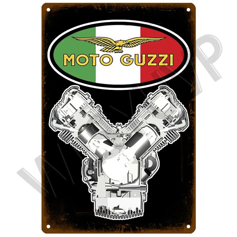 Moto Guzzi Old Man Plaque Metal Vintage Tin Sign Shabby Chic Decor Metal Signs Vintage Bar Decoration Metal Poster Metal Plate