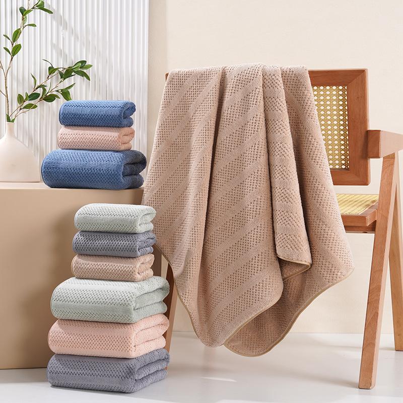 Ananas Gitter Badetuch Set Korallenfleece Hohe Saugfähigkeit Schnelltrocknend Weich Dickes Handtuch für Zuhause Bad Spa
