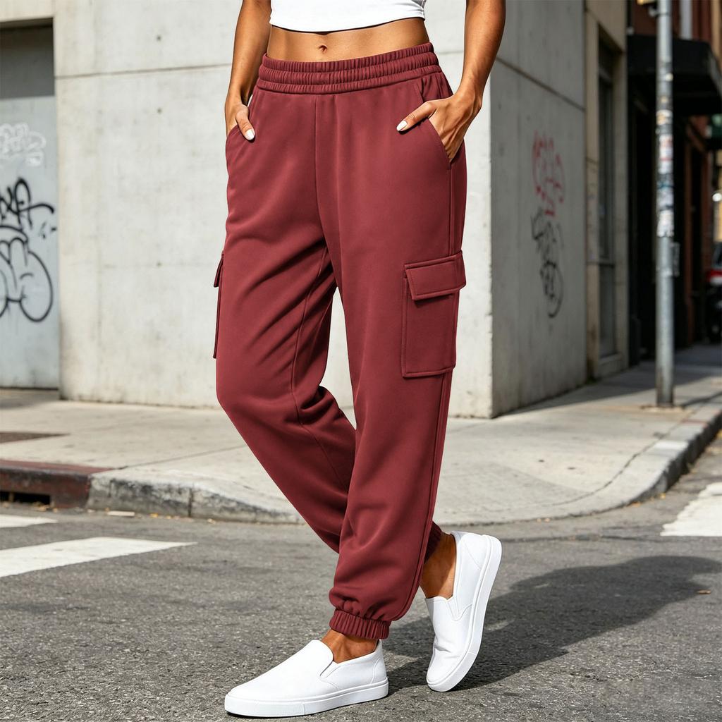 Women's Fashion Loose Fit Cargo Pants, Color Sweatpants for Workout and Everyday Wear