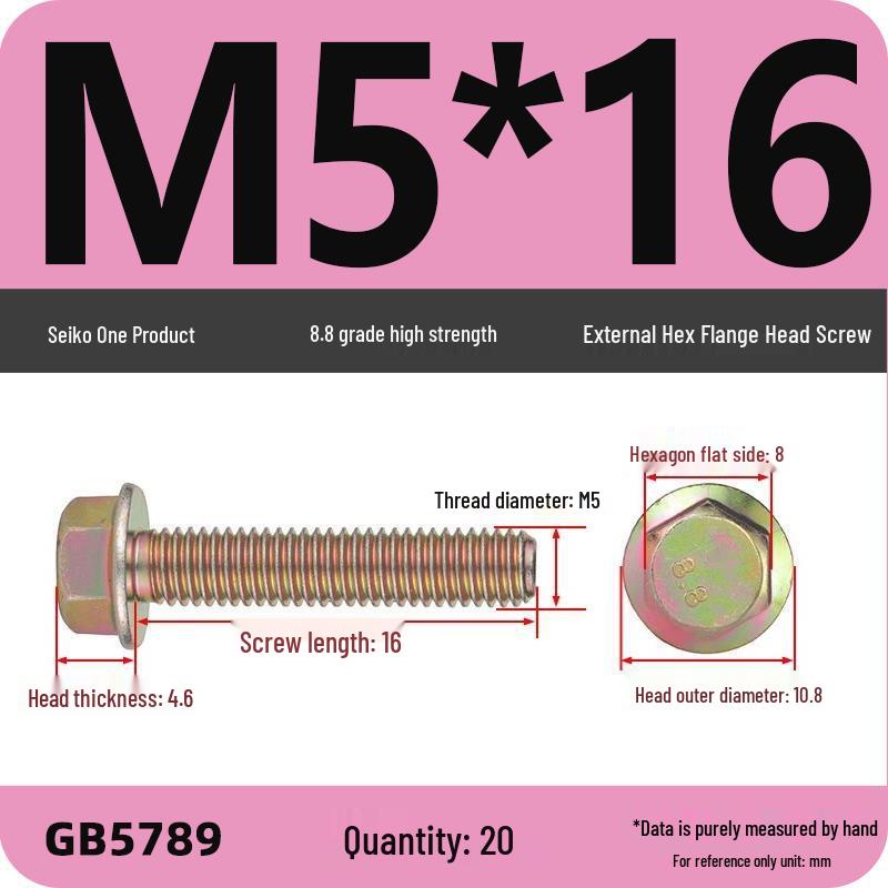 Verzinkter Sechskantflanschschraube mit Scheibe, Güte 8.8, M5-M12