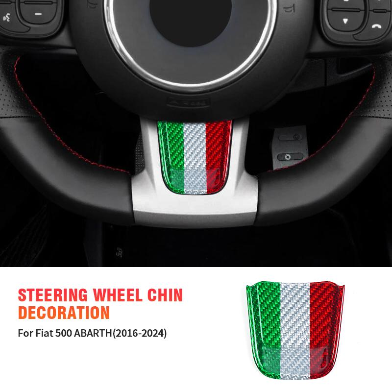Kohlefaser-Lenkrad-Kinn-Dekorationsaufkleber 6-farbiges Innenzubehör-Kit für Fiat 500/ABARTH 2020-2023