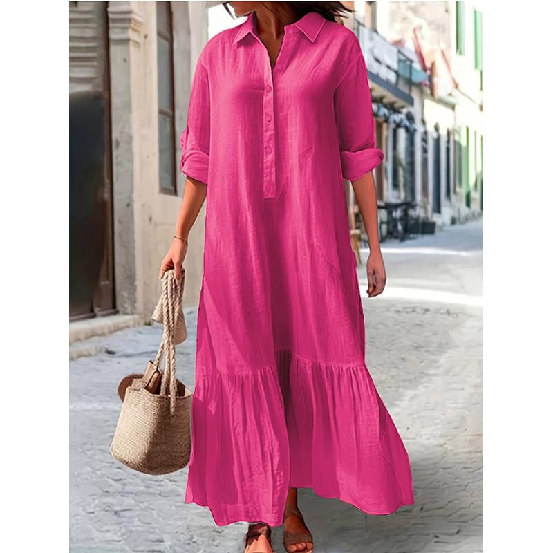 

Платье-рубашка оверсайз на пуговицах - Однотонное длинное макси 2XL красный