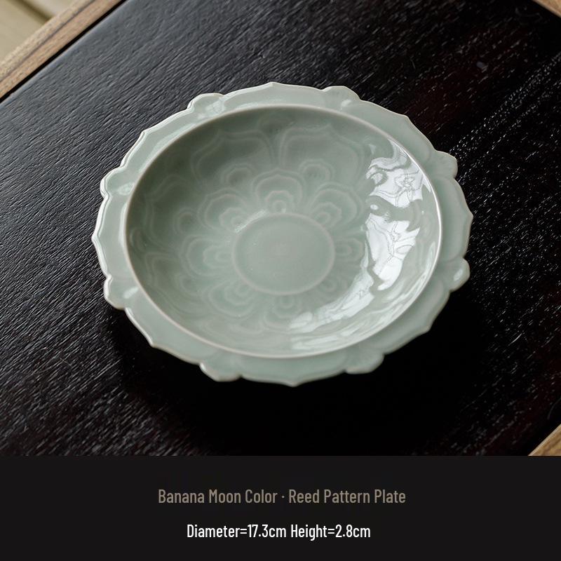 Banana Moon Ceramic Sesame Pattern Tray - Pot Stand, Tea Stand, Lid Bowl Base, Snack Plate Banana Moon Color - Sesame Pattern Plate
