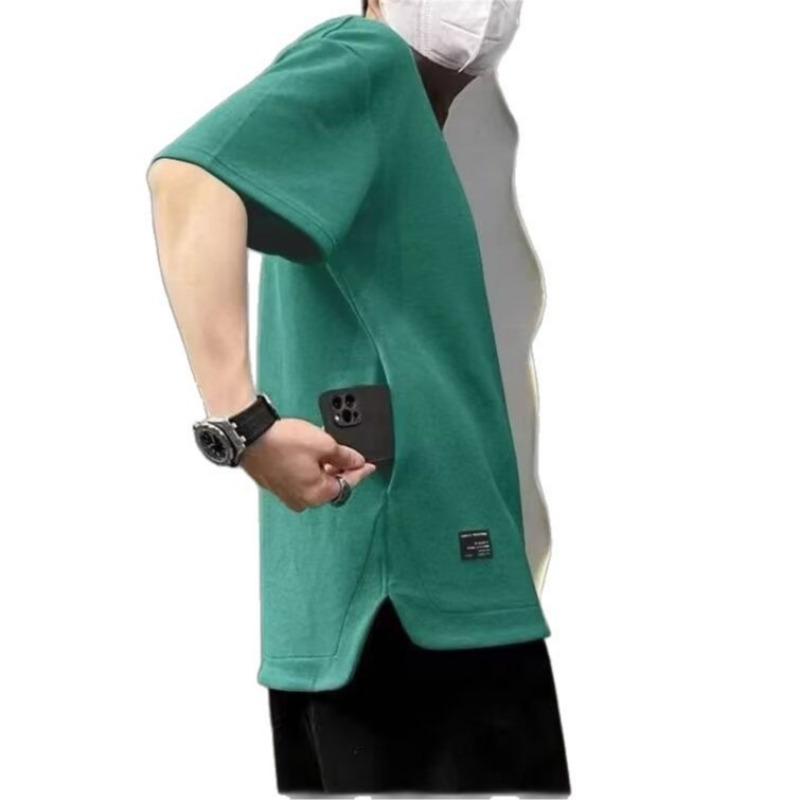 Men's Everyday Wear Solid Color Loose Fit Crew Neck Short Sleeve Cotton T Shirt