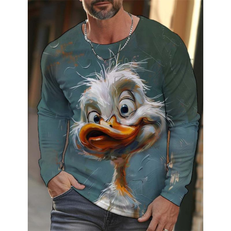 Fashion Animal Tiger Wolf Pattern 3D Printed Men's T-shirt Autumn New Men's Long Sleeves T-Shirt Casual Oversized Pullover  Tops