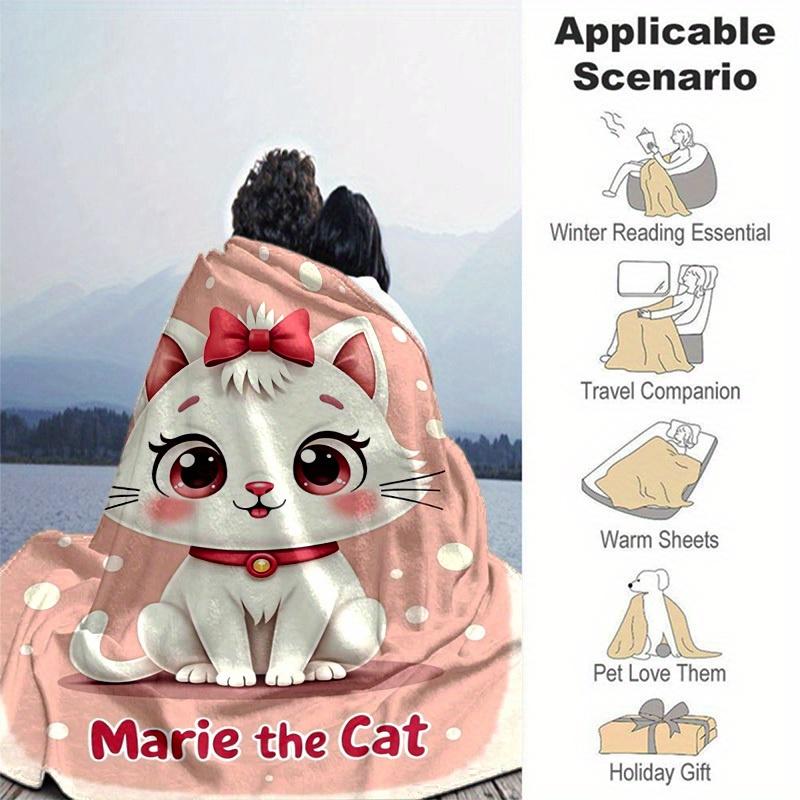 1pc Cute Cartoon Cat Blanket - Marie the Cat Theme, Soft and Cozy Throw for Home Decor, for Decorating Your Own Sofa and Living Room, Super