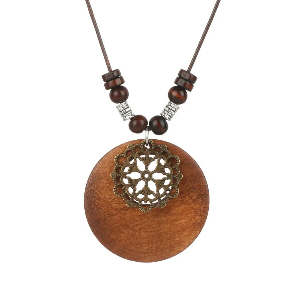 Handmade Nepal Buddhist Mala Bead Pendant Necklace Ethnic Wooden Bead Long Jewelry Gifts For Women