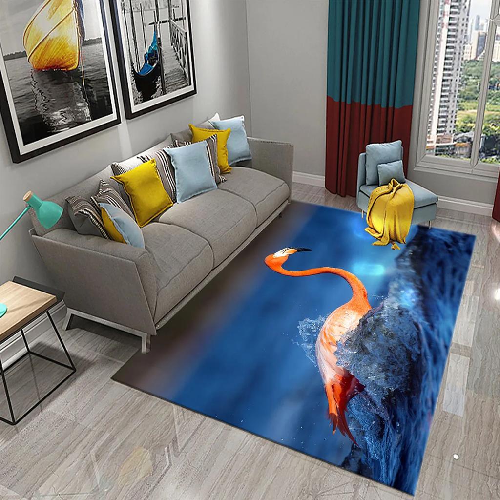 Cute Flamingo Carpet Romantic Animal Rugs Bedroom Living Room Decor Mat Doormat Soft Kitchen Non-slip Hallway Floor Area Rugs