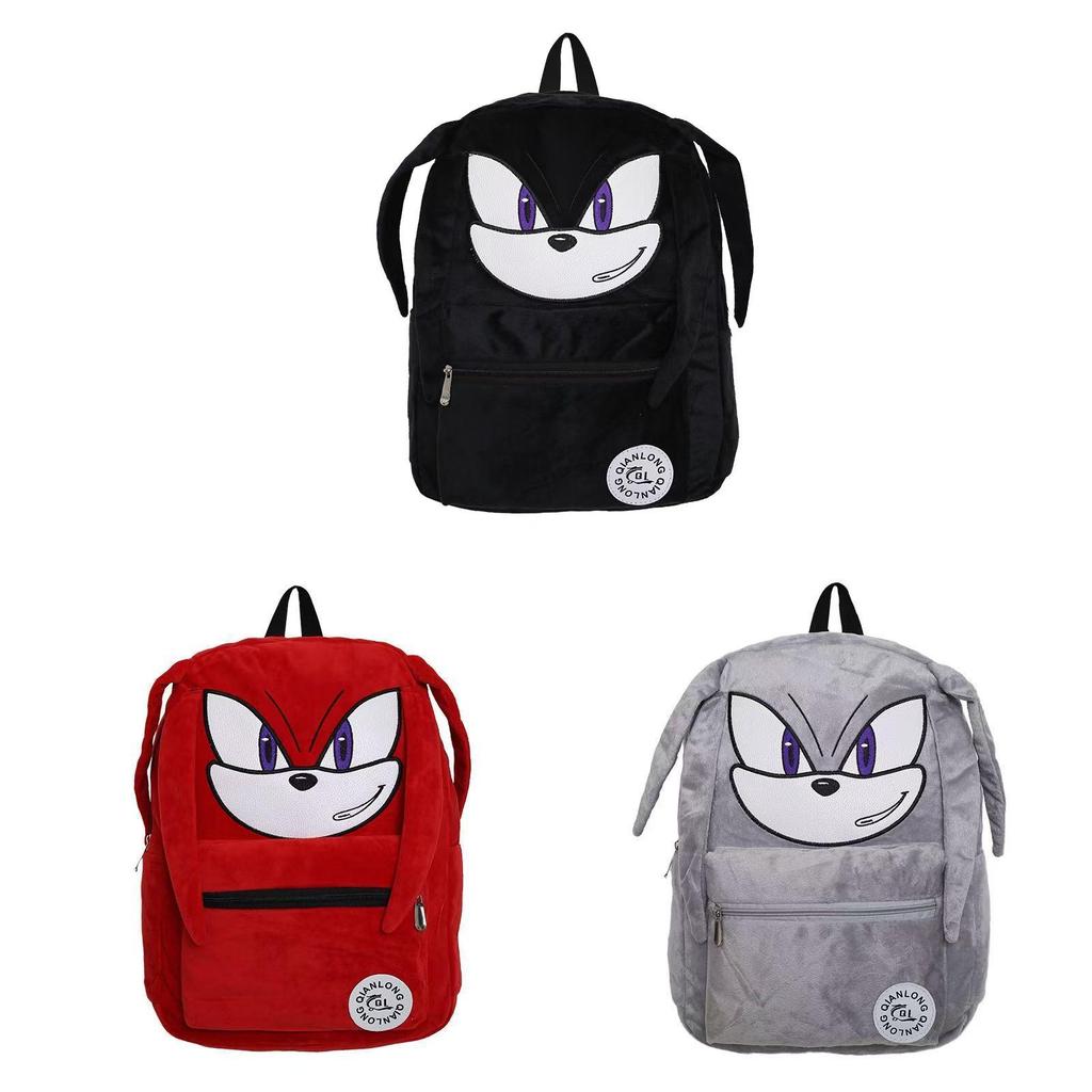 Sonic The Hedgehog Cartoon Plush Backpack For Students With Spacious Storage For Daily Use