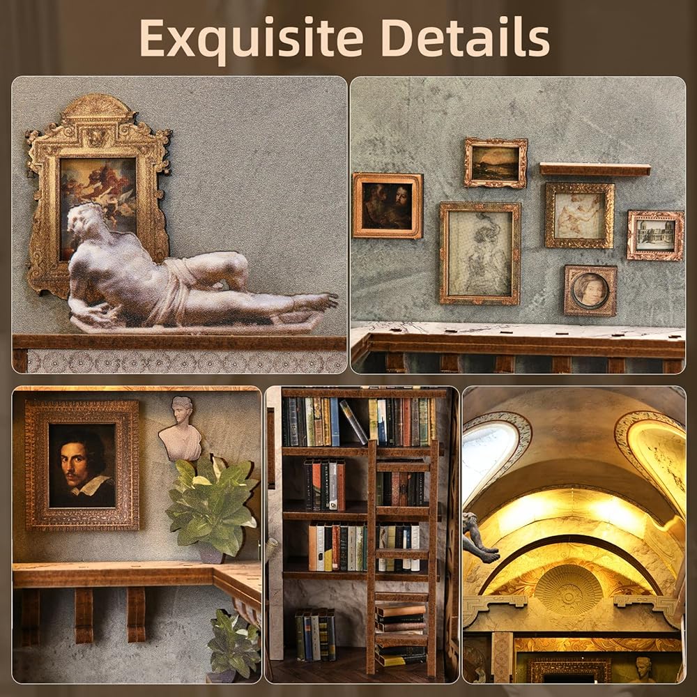 MiniCity DIY Book Nook Kit with LED Light - Dollhouse Miniature House Kit for Beginners and Teens