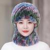 Fur Hat Rex Rabbit Hair Woven Mesh Hat Real Hair Warm Fashion Women's Hat Scarf Set Warm Hat Pineapple Hat