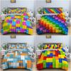 Set de lenjerie de pat geometric colorat, imprimat 3D, luxos, confortabil, set de husă de plapumă King, Queen, Full size, lenjerie de pat pentru decorul dormitorului