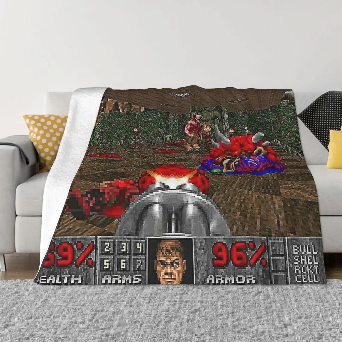 Игровое одеяло, фланелевое покрывало DOOM, уютное мягкое флисовое покрывало 75x90cm