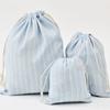3pcs/set Stripe Cosmetic Drawstring Makeup Bag Travel Organizer Storage Pouch Cotton Blue Red Brown Line Jewelry Party Bags