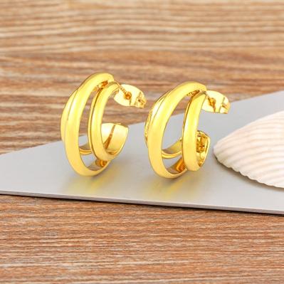 

Nidin High Quality Retro Irregular Punk Style C Shape Earrings For Female Hip Hop Cool Party Personality Jewelry золотой