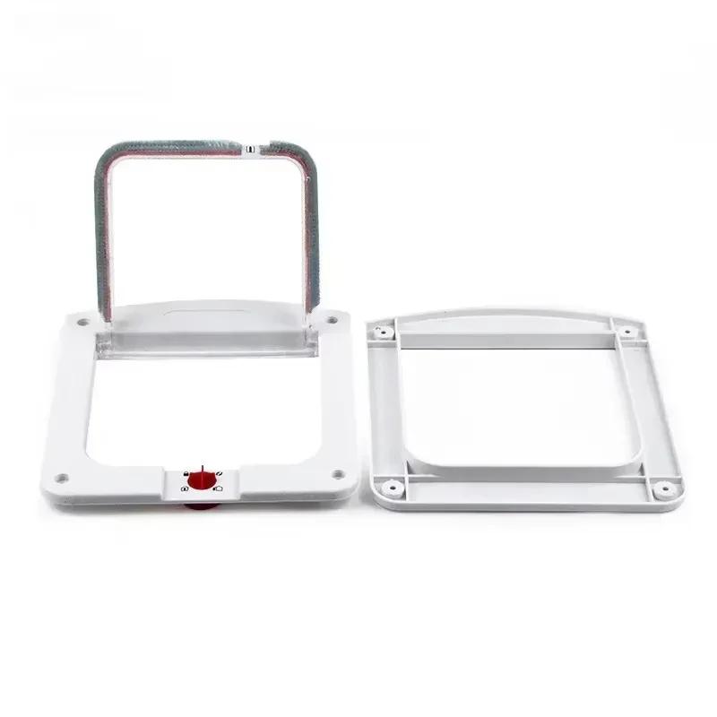 

Cat Flap Door with 4 Way Locking Puppy Kitten Small Pet Dual Entry and Exit Door Weatherproof Pet Safety Doors 1Pc білий
