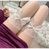 Internet Celebrity Royal Sister Style Sexy Skin Tone Bow Skin-penetrating Black Stockings Spring and Summer Thin Pure Lace Lace Knee Socks