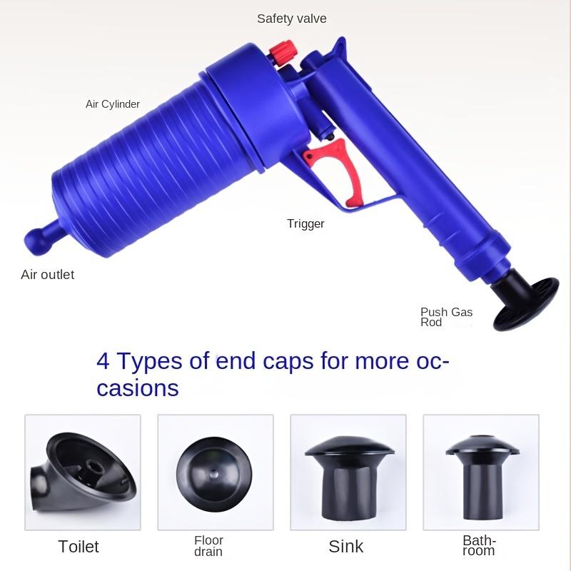 Multifunktionale Toilettenpumpe mit 4 Aufsätzen Luftdruck Abflussreinigungspistole Hochdruck Manuelle Spülenpumpe Reinigerpumpe