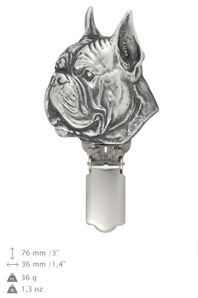 Boxer, German Boxer – Brooch with a clip, holder for a start number – Design 01 | Art-Dog