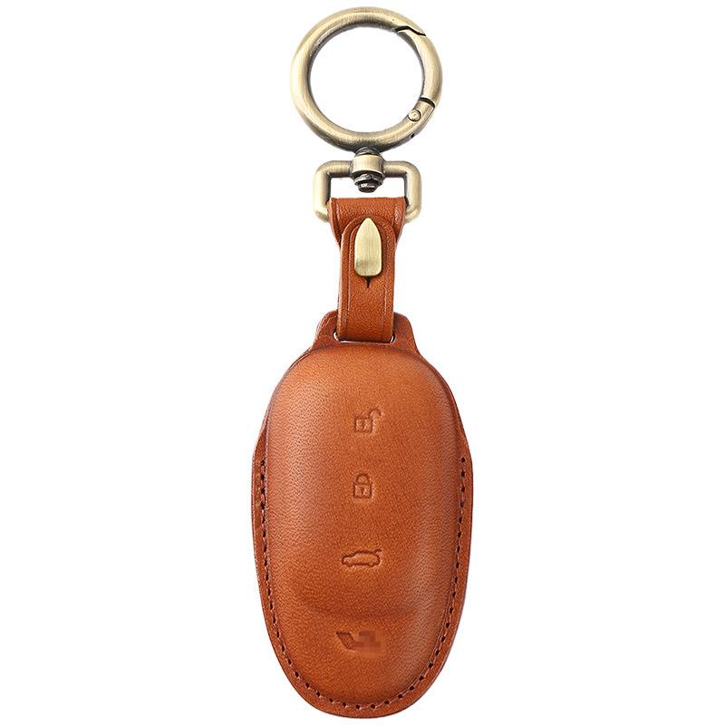 Premium Genuine Leather Key Case for Ideal ONE 2020 - Vintage Cowhide Car Key Bag with Personality