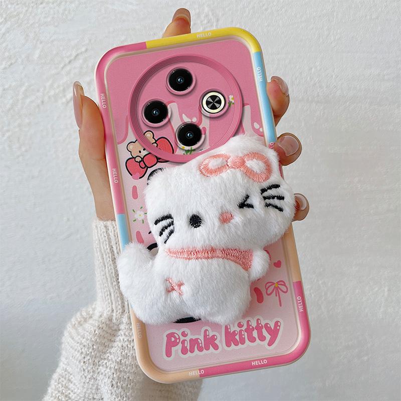 KEYSION Cute 3D Cartoon Plush Case for Infinix Spark 30C with Lanyard Soft Silicone Shockproof Phone Cover for Infinix Spark 30C