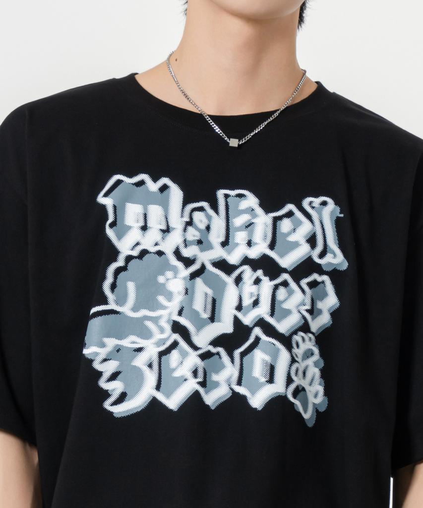 MOZMOZ Puppy Fit Oversized Short Sleeve T-Shirt Black