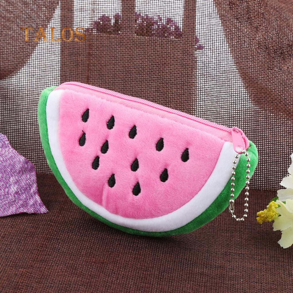 Watermelon Plush Key Coin Wallet Purse Cosmetic Makeup Pouch Phone Pencil Pen Bag Versatile Bags