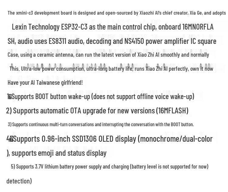 Spot Xiao Zhi AI Voice Dialogue Robot 2.0 Kit: ESP32 Charging & Development Board