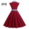 Elegant Ladies Dress Dot Printed Lapel Collar Bow On Waist Sweet Style Casual Party Dress Sleeveless Tight Waist Slim Mid-length Dress Women Summer