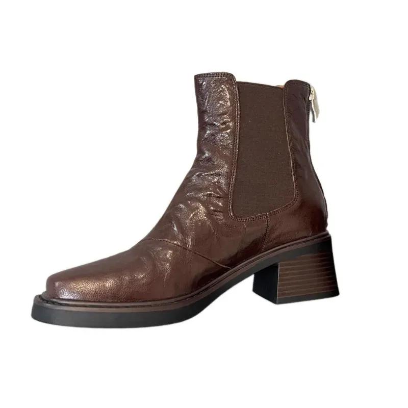 High Heels Ankle Women Boots Chelsea Chunky Elegant Shoes Woman 2025 Trend Winter New Office Shoes Pumps Motorcycle Botas Mujer