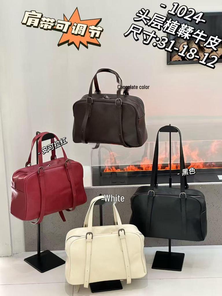 Korean Style 2025 Simple Large Capacity Underarm Handbag, Vegetable-Tanned Leather