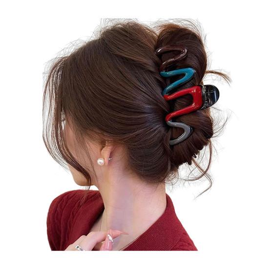 Hair Claw Cartoon Bear Cat Biscuit Design No Pressure Strong Grip Hair Clip Large Size Back Head Shark Clip Hair Accessory