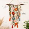 Wooden Branch Crochet Wall Hanging Yarn Floral Tapestry Macrame Wall Hanging  Living Room Decor