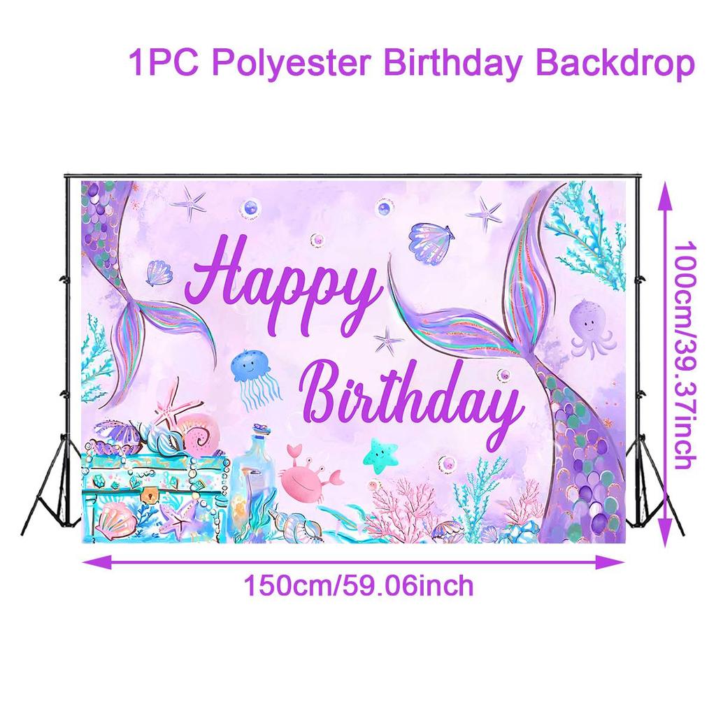 Zestaw naczyń jednorazowych Syrenka Talerze papierowe Kubki Mała Syrenka Dekoracje na przyjęcie urodzinowe Dziewczęce Baby Shower Artykuły imprezowe